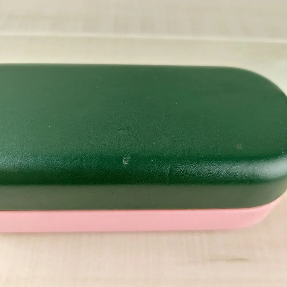 Kate Spade Hard Clamshell Eyeglass Case with Cloth Pink Green